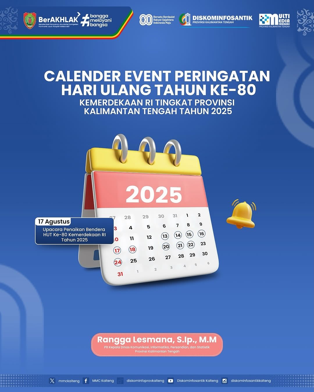 Pempov Kalteng Siap Gelar Rangkaian Meriah HUT ke-80 RI, Dimulai 13 Agustus Hingga 24 Agustus 2025